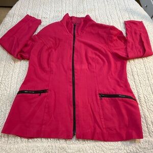 Source Unknown Vibrant Pink Blazer with Black Zipper Detail